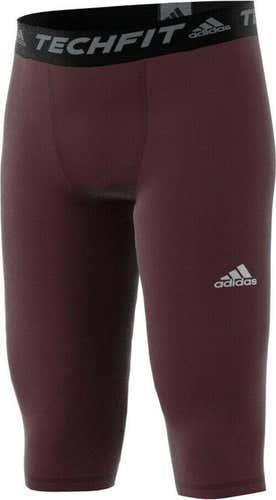 Adidas Techfit Base Mens Three-Quarter Training Tight Maroon Medium AZ0421