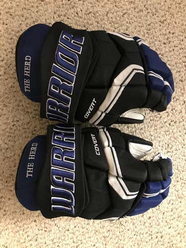 Used Senior Warrior Covert QRE Edge Gloves 14" Pro Stock Black/Blue Very Good condition