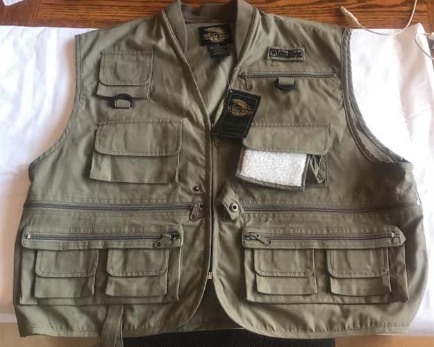 Olive White River Large Fishing Vest