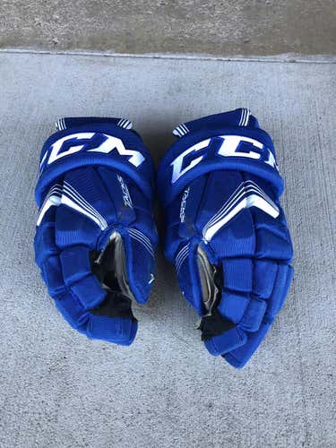 Good condition! Blue Used Senior CCM Tacks 7092 Gloves 14"