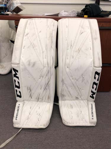 White Senior 33" CCM Premier II Pro Goalie Leg Pads