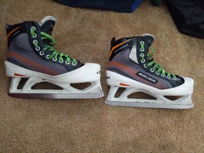 Senior Used Bauer Performance Hockey Goalie Skates Extra Wide Width Size 8