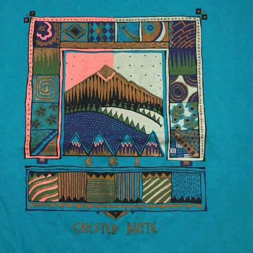 Crested Butte Colorado Vintage T Shirt Adult XL Blue Mountains Nature 90s USA