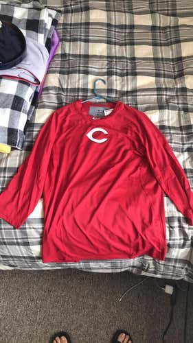 Red Unisex XL Nike Pro Dri Fit Cincinnati Reds 3/4 Shirt