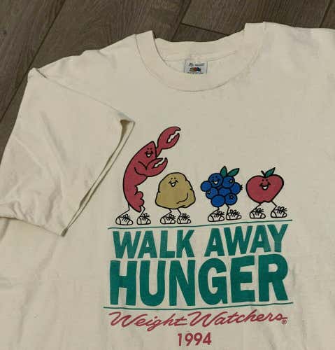 Weight Watchers Vintage T Shirt Adult XL White Walk Away Fruit Exercise 90s USA