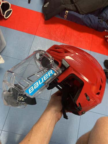 Red Used Large CCM Resistance Helmet w/ Face Shield
