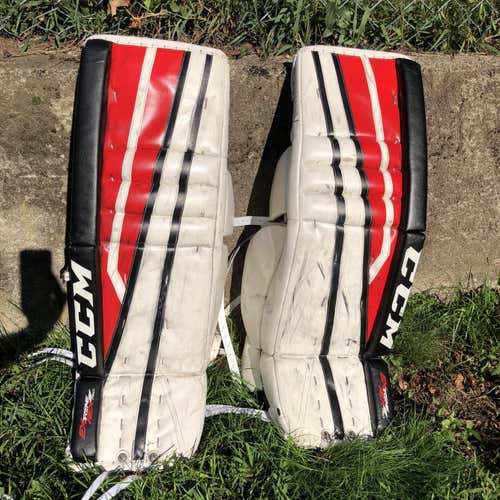 White Senior 35" CCM Extreme Flex II  Goalie Leg Pads