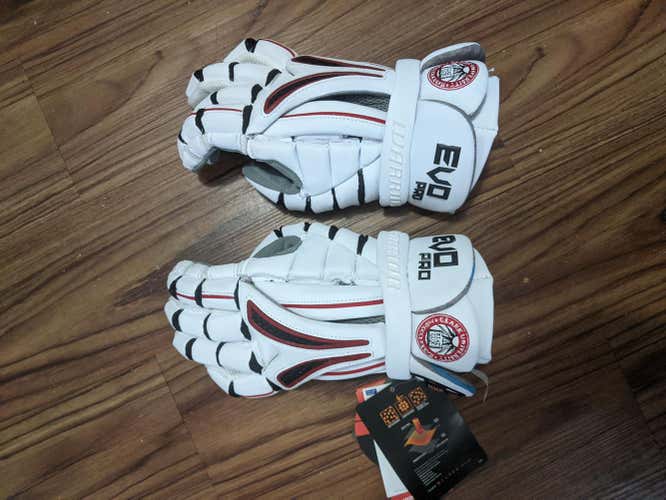 White New Player's Warrior Evo Pro Lacrosse Gloves 13"