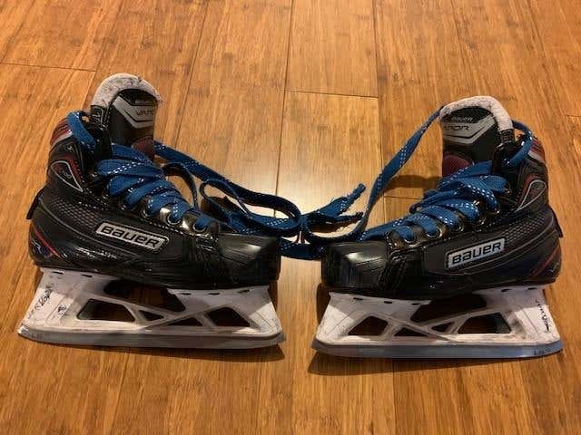 Used Junior Bauer Vapor X700 Hockey Goalie Skates Regular Width Size 1