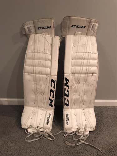 White Senior 34" CCM Extreme Flex 860  Goalie Leg Pads