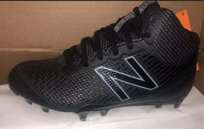 Black New Balance Burn X Mid Lax Lacrosse 4 4Y Men's Molded Cleats High Top Nwt