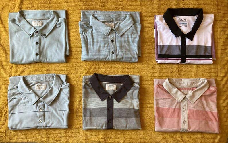 5 XXL LinkSoul John Ashworth Golf Polo Shirts + 1 Adidas Climacool Shirt
