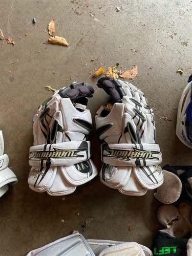 White Used Player's Warrior  Lacrosse Gloves