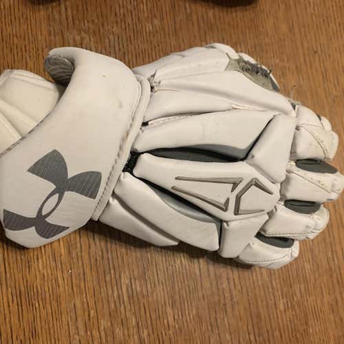 White Used Player's Under Armour Command Pro 2 13" Lacrosse Gloves
