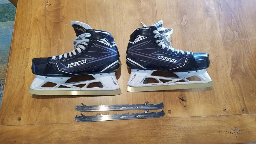 Used Senior Bauer Supreme S170 Hockey Goalie Skates Regular Width Size 9 with Tydan Steel Blades