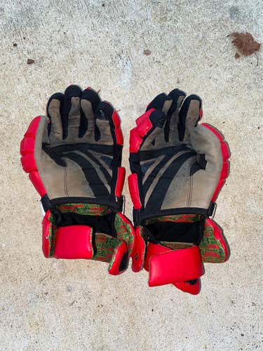 Red Used Player's Under Armour 13" Lacrosse Gloves