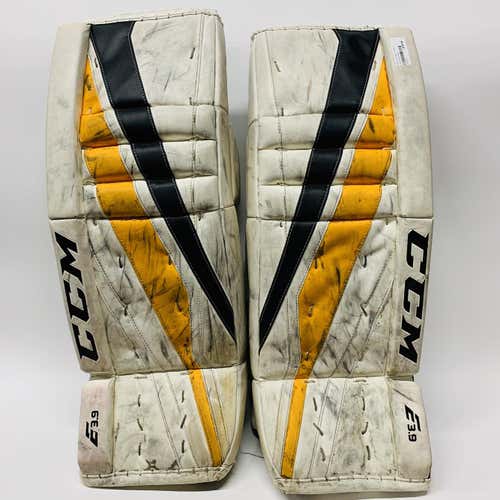 White Intermediate 31" CCM Extreme Flex E3.9 Goalie Leg Pads