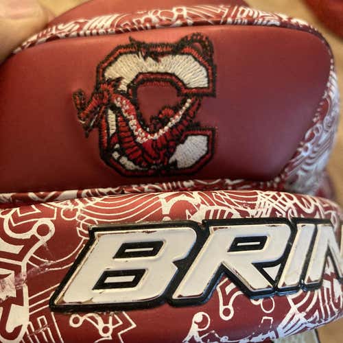 Red Used Player's Warrior 13" Lacrosse Gloves