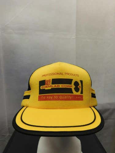 Vintage 3 Stripes Key Chemlab Corporation Mesh Trucker Snapback Hat