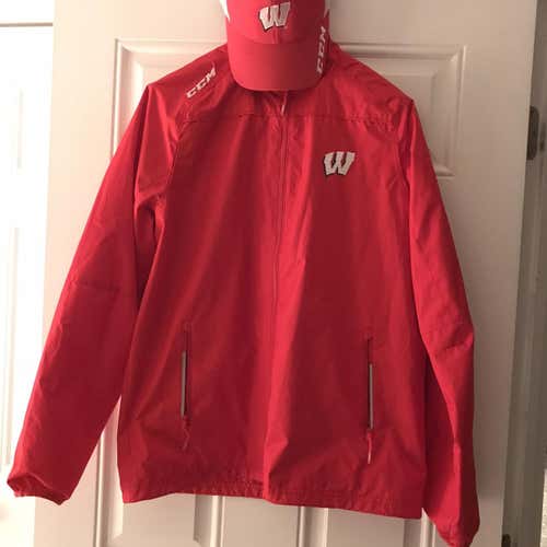 Men’s UW Badger CCM Warm Up Jacket And Hat