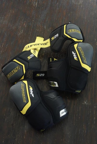 BAUER SUPREME S29 SENIOR HOCKEY ELBOW PADS, Size Large + Bodyprox Elbow Protection Pads