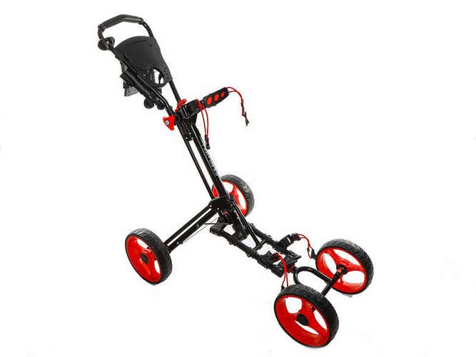 Brand New Fast Fold 9.0 4 Wheel Golf Push and Pull Cart Black/Red