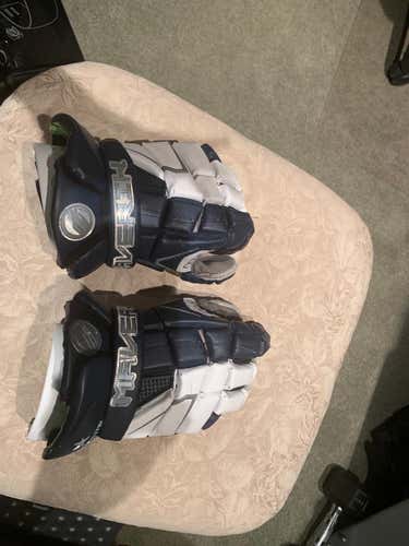 Blue Used Player's Maverik Lacrosse Gloves 13"