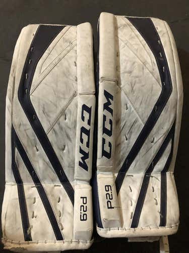White Intermediate Used 31" CCM Premier P2.9 Goalie Leg Pads