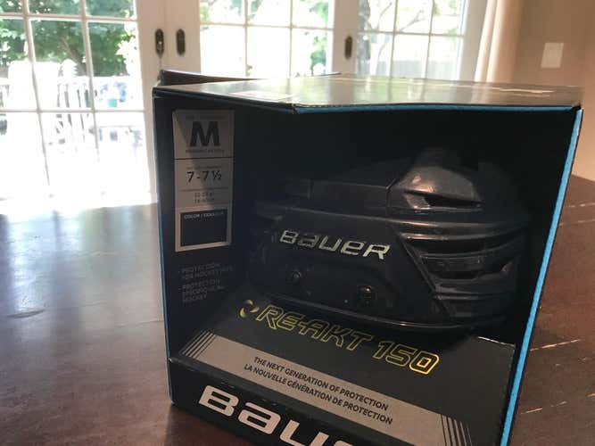 Blue Used Medium Bauer Re-Akt 150 Helmet