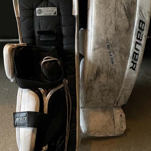 White Intermediate 31" Bauer S190 Goalie Leg Pads