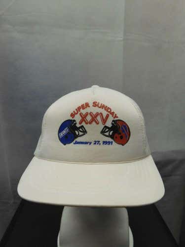 Vintage Super Sunday XXV Mesh Trucker Snapback Hat Super Bowl NFL
