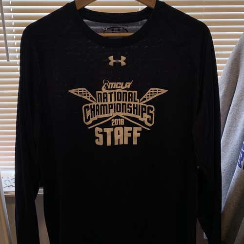 MCLA national championship tournament under armor staff shirt