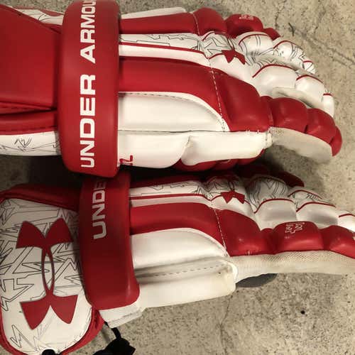 Red Used Under Armour 9" Lacrosse Gloves