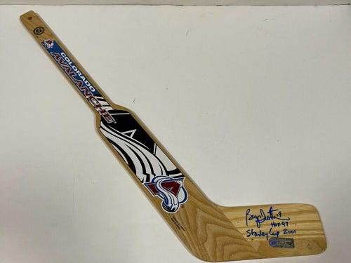 BRYAN TROTTIER Signed 2001 Colorado Avalanche Mini Goalie Hockey Stick COA