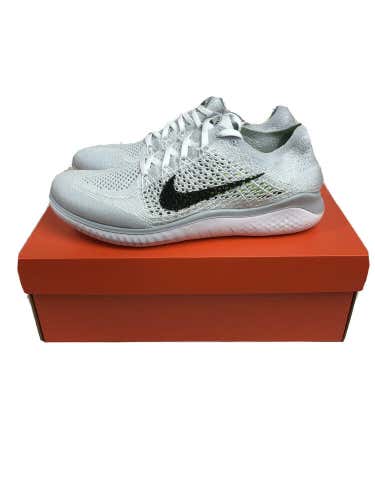 Nike New Running Shoes Free RN Flyknit 2018 White Black 942838-100 Size 10.5