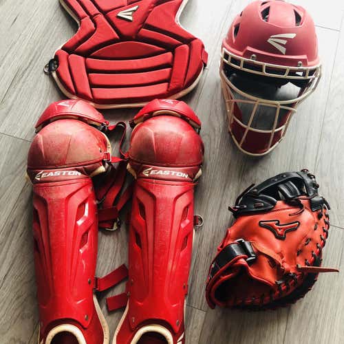 Easton Softball Catcher’s Equipment, Mizuno Glove, & DeMarini Bag