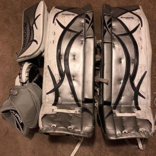 Gray & White Senior 35+2” Reebok Full Right Pro Stock Goalie Full Set