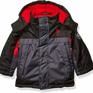 US Polo Association Boys' Toddler Stadium Parka Outerwear Jacket, 4t Charcoal