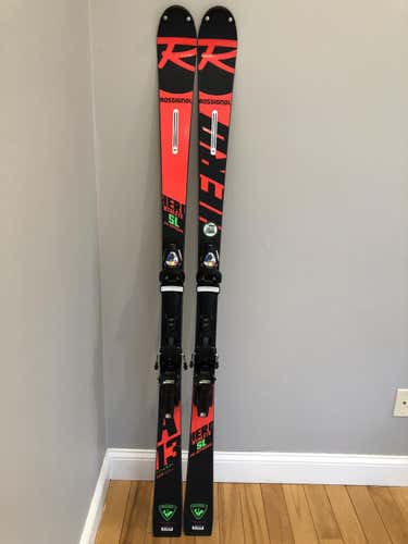 New Men's Rossignol Racing Hero FIS SL Pro Skis With Bindings Max Din 18