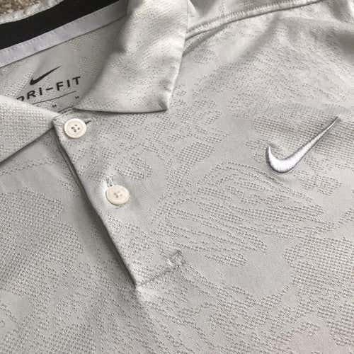 White Men's Medium Floral Style Nike Golf Polo