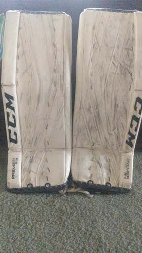 White Used Intermediate 31" CCM Premier R1.9 Goalie Leg Pads