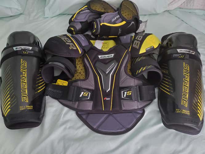 Bauer supreme 1s full set shoulder, elbow, shin pads