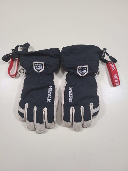 Used Youth Medium Size 5 Hestra Army Leather Heli Ski Gloves Unisex