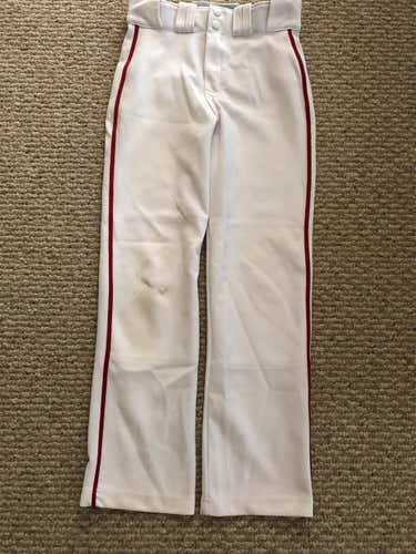 White W Red Piping Youth Large Easton Open Bottom Baseball Pants