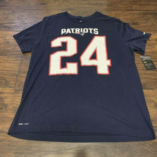 Stephon Gilmore New England Patriots Nike Player Name & Number shirt Sz XL