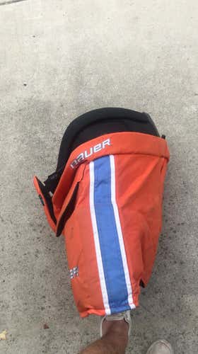 Orange Senior Large Bauer Pro Stock Hockey Goalie Pants