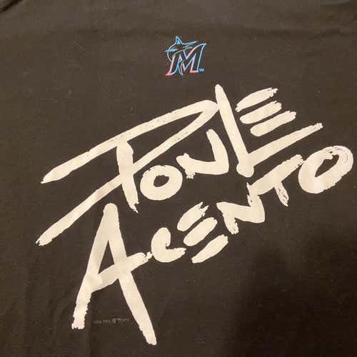 Miami Marlins “Ponle Acento” MLB Team Issued Black Men's XXL Majestic Shirt
