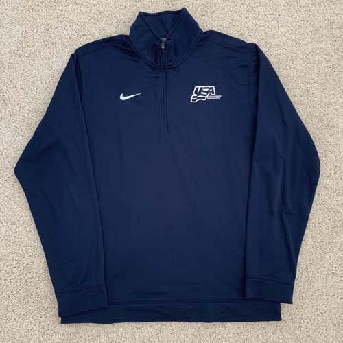 TEAM ISSUED USA Hockey Nike 1/4 Zip Up Blue Jacket Men's Size Medium