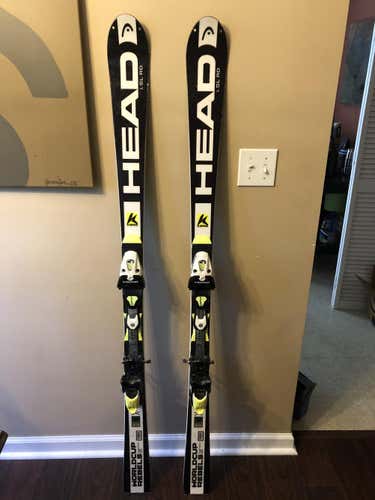 Used Unisex 2016 HEAD Racing World Cup Rebels i.SL RD Skis 158cm With Bindings Max Din 16