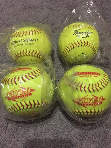 Yellow New Other 4 Pack Softball